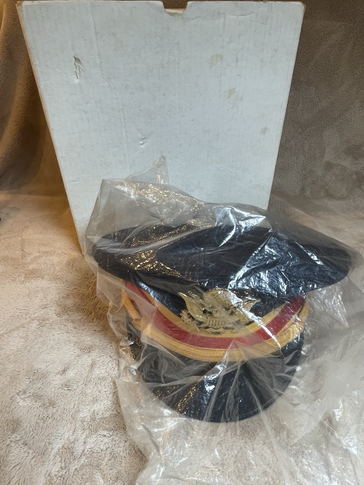 U.S. Army Dress Blue Officer Visor Cap Artillery Red Band Gold Eagle Military 7