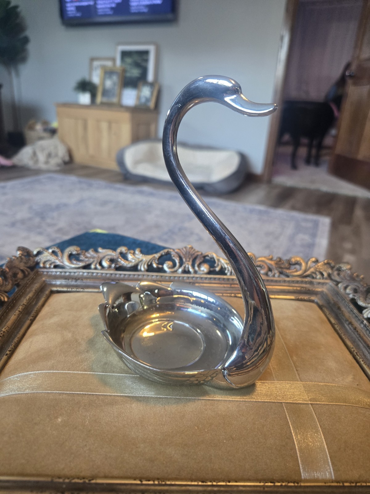 Swan Shaped Silver Plated Trinket Dish Condiment Holder