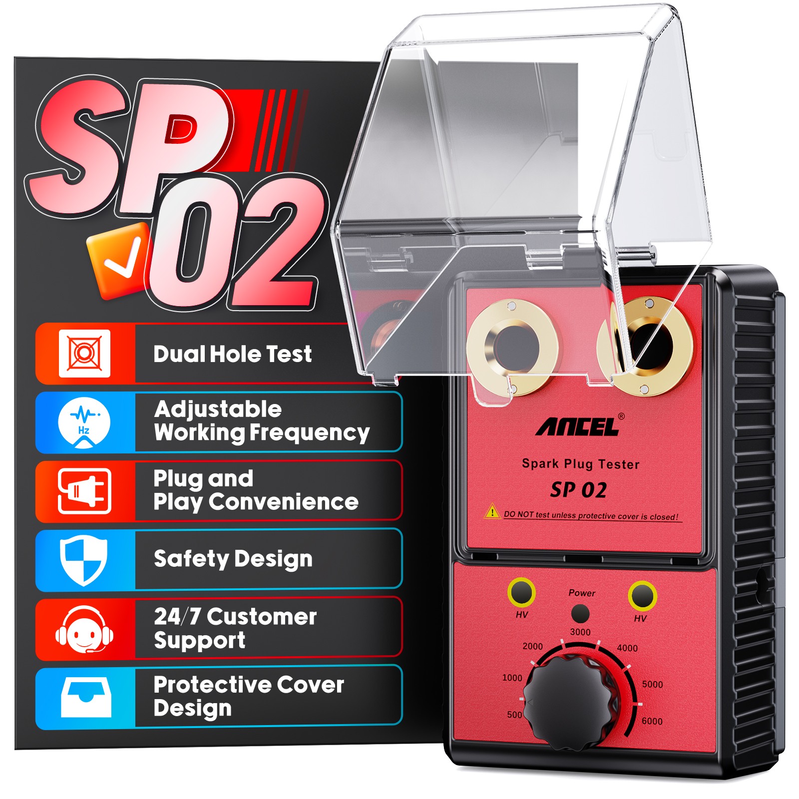 Spark Plug Tester Dual Hole Diagnostic Tool Car Gasoline Ignition Analyzer