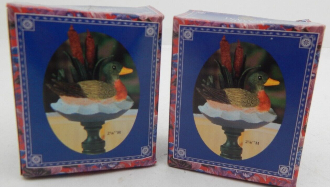 Lot of 2 Duck Mallard Lamp Top Ornament - Fits Onto Most Lamps 2 1/2"