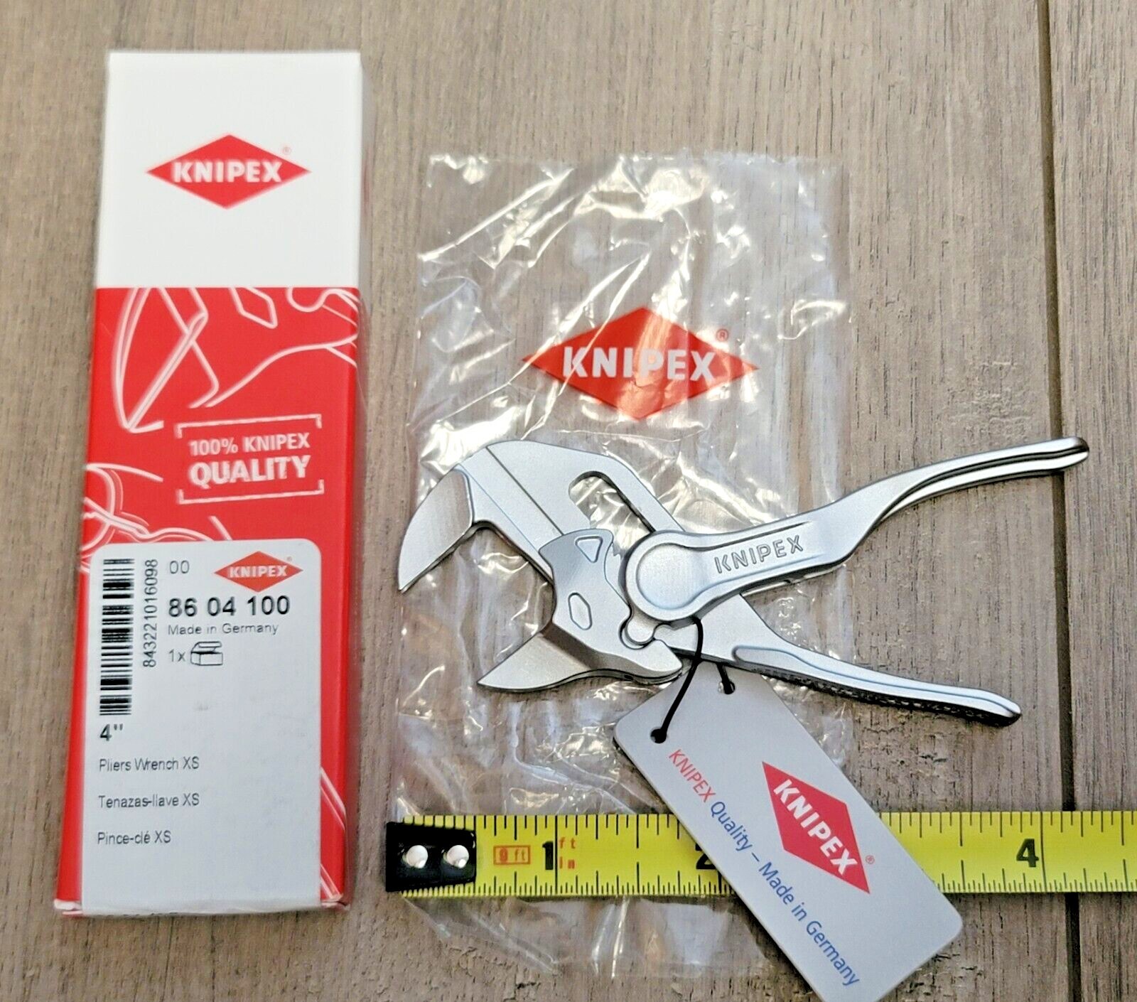 New Knipex EDC 4" Adjustable Pliers Wrench XS, 3/4" Capacity, Germany #8604100