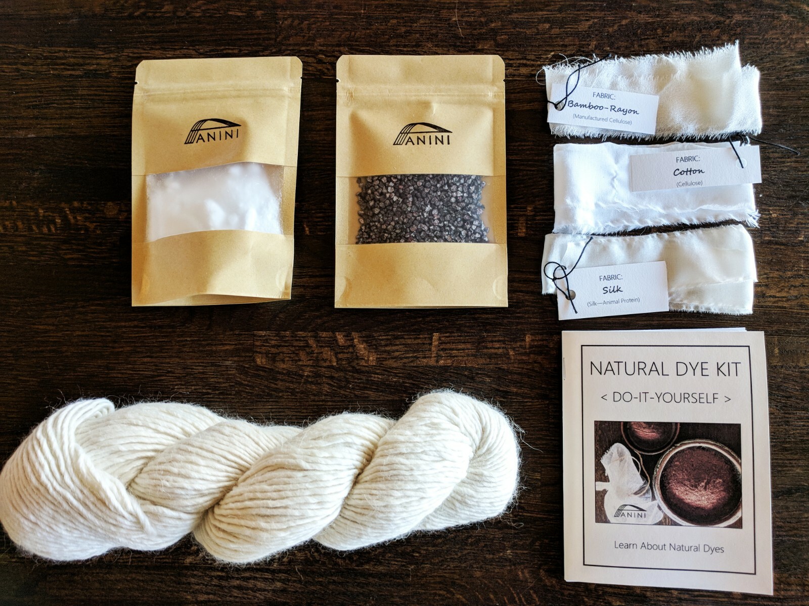 Natural-Dye-a-LUXE NATURAL YARN SKEIN Kit - Learn Natural Dye -Free Shipping USA