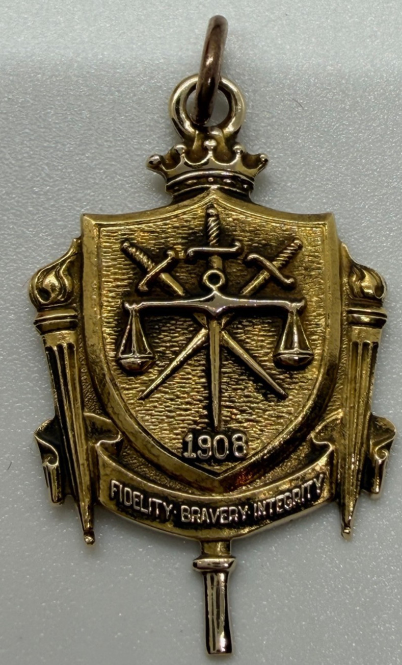 10K Yellow Gold FBI 25 Year Loyalty Service Charm. Vintage 1966 30.x18MM 4.22grm