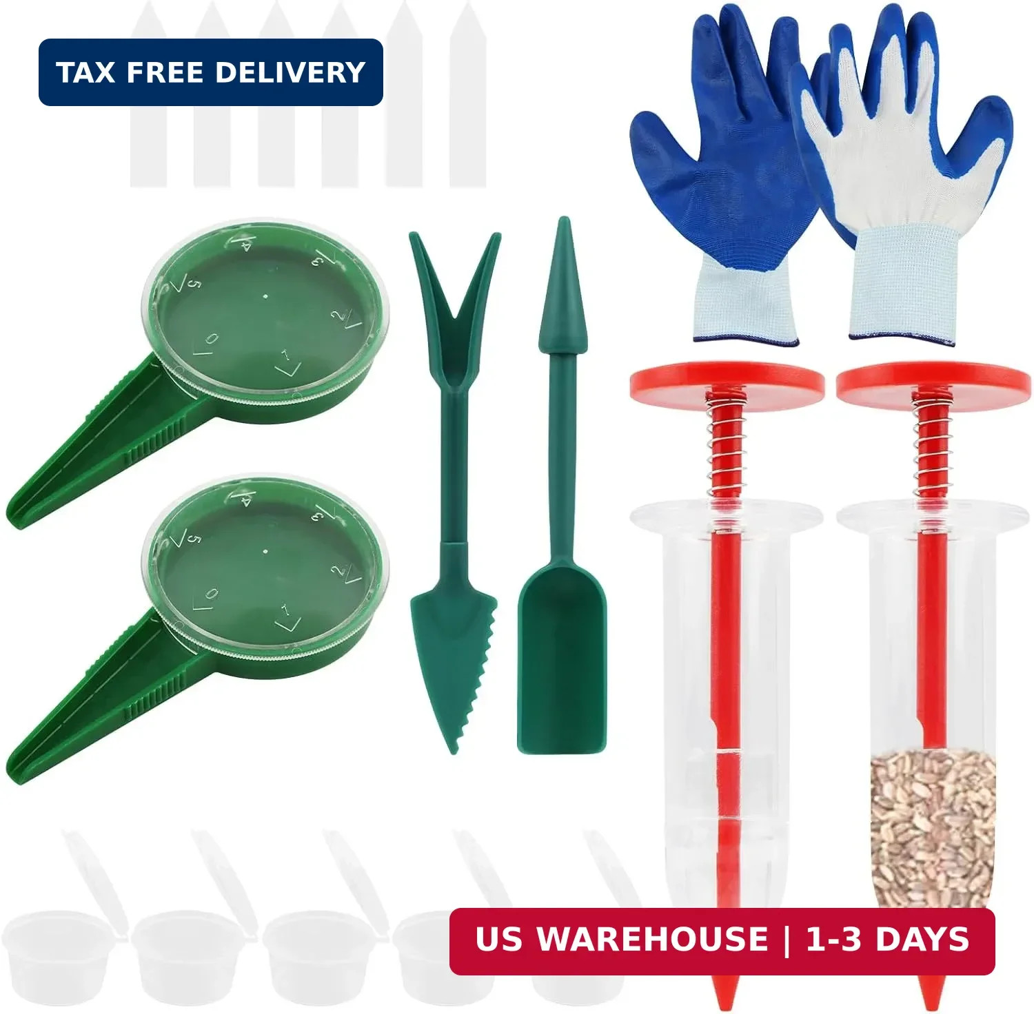 Seed Planter Tool Kit for Tiny Seeds, Hand Seed Dispenser Set with 2 Mini Seeder