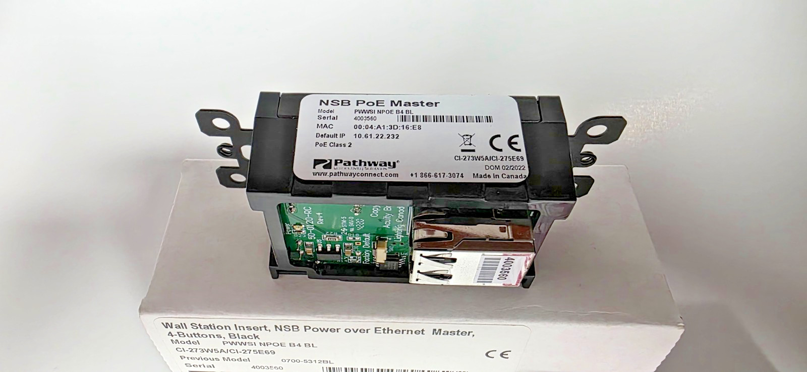 Pathway Connectivity PWWSI NPOE B4 Wall Station Insert NSB Power over Ethernet