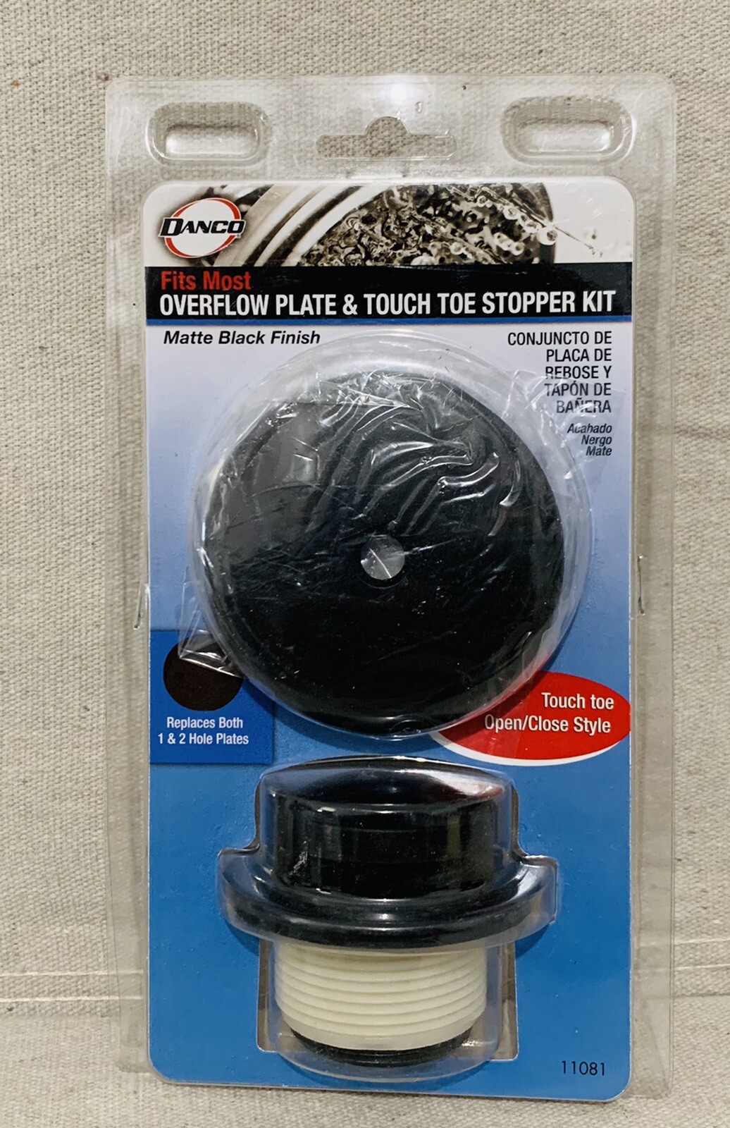 Danco 11081 Touch Toe Drain Kit, Matte Black