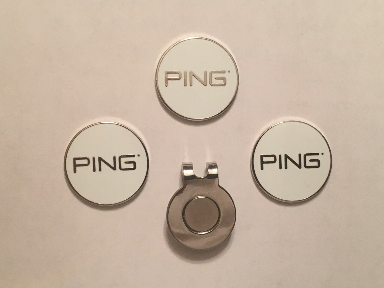 (3) Karsten PING 1" Coin Style Golf Markers W/BONUS HAT CLIP - A Great Deal!