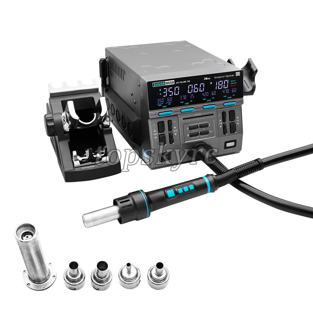 SUGON 8650 1300W Upgraded Hot Air Station BGA Rework Station with 4 Nozzles