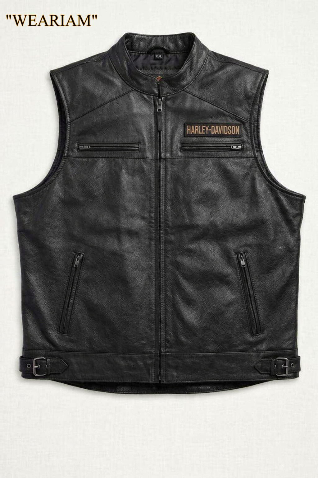 Harley  Men Biker Leather Vest - Iconic HD Black Motorcycle Style