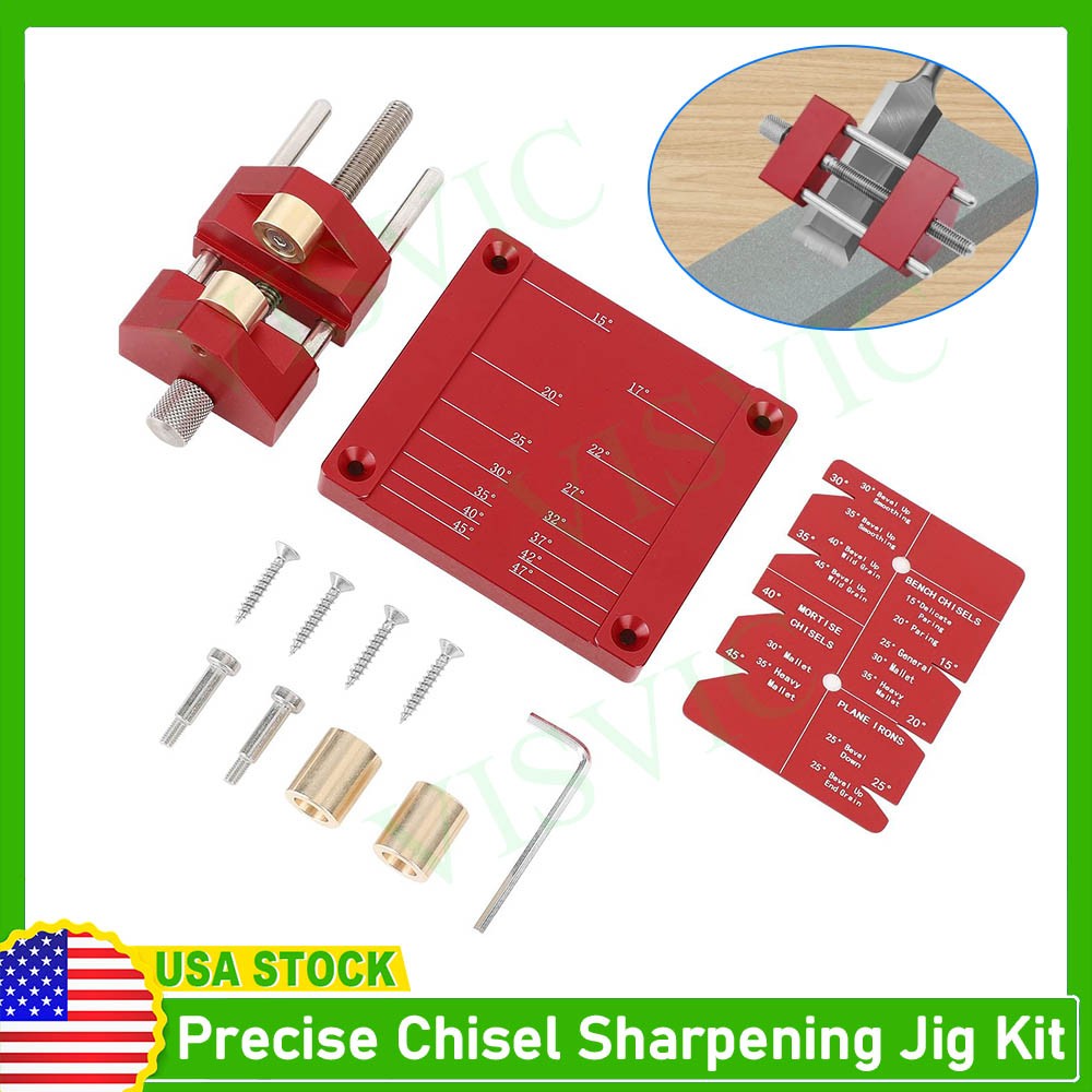 Precise Chisel Sharpening Jig Kit Honing Guide System Fits Woodworking Chisels