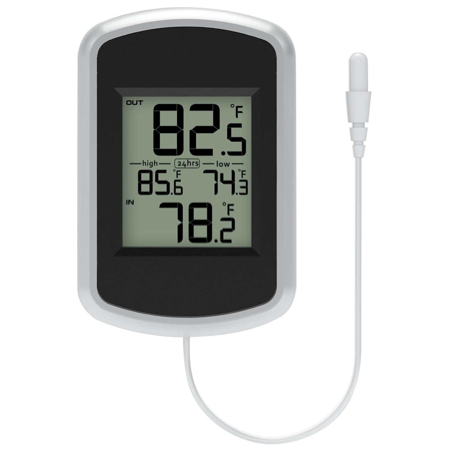 Wired Indoor Outdoor Thermometer, Home Room Temperature Monitor with Min/Max Rec