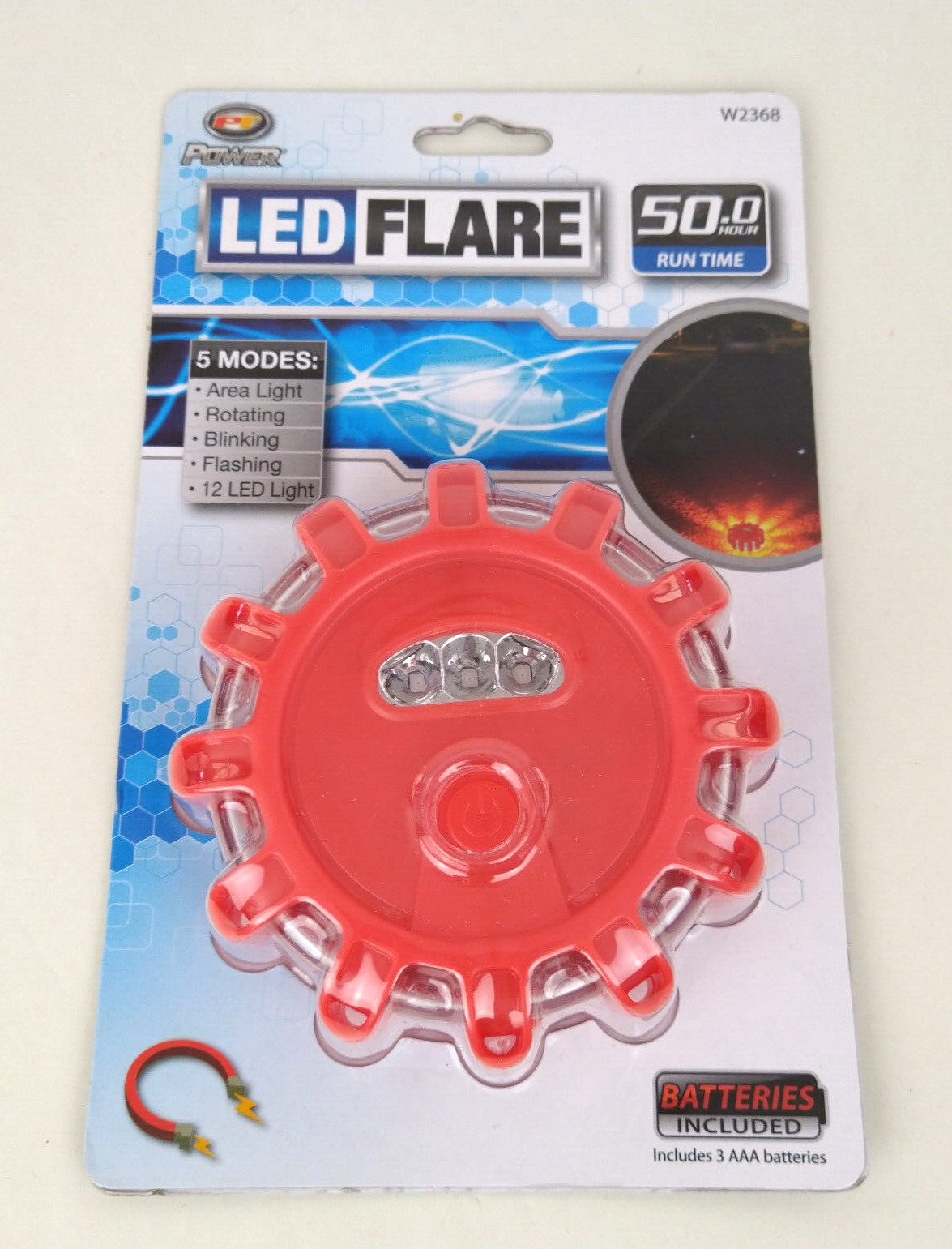 Emergency Roadside LED Safety Flare 50 Hour Run Time Batteries 5 Modes Auto RV