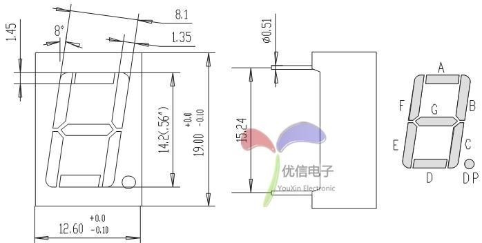 10PCS 0.56 inch 1 digit Red Led display 7 segment Common cathode