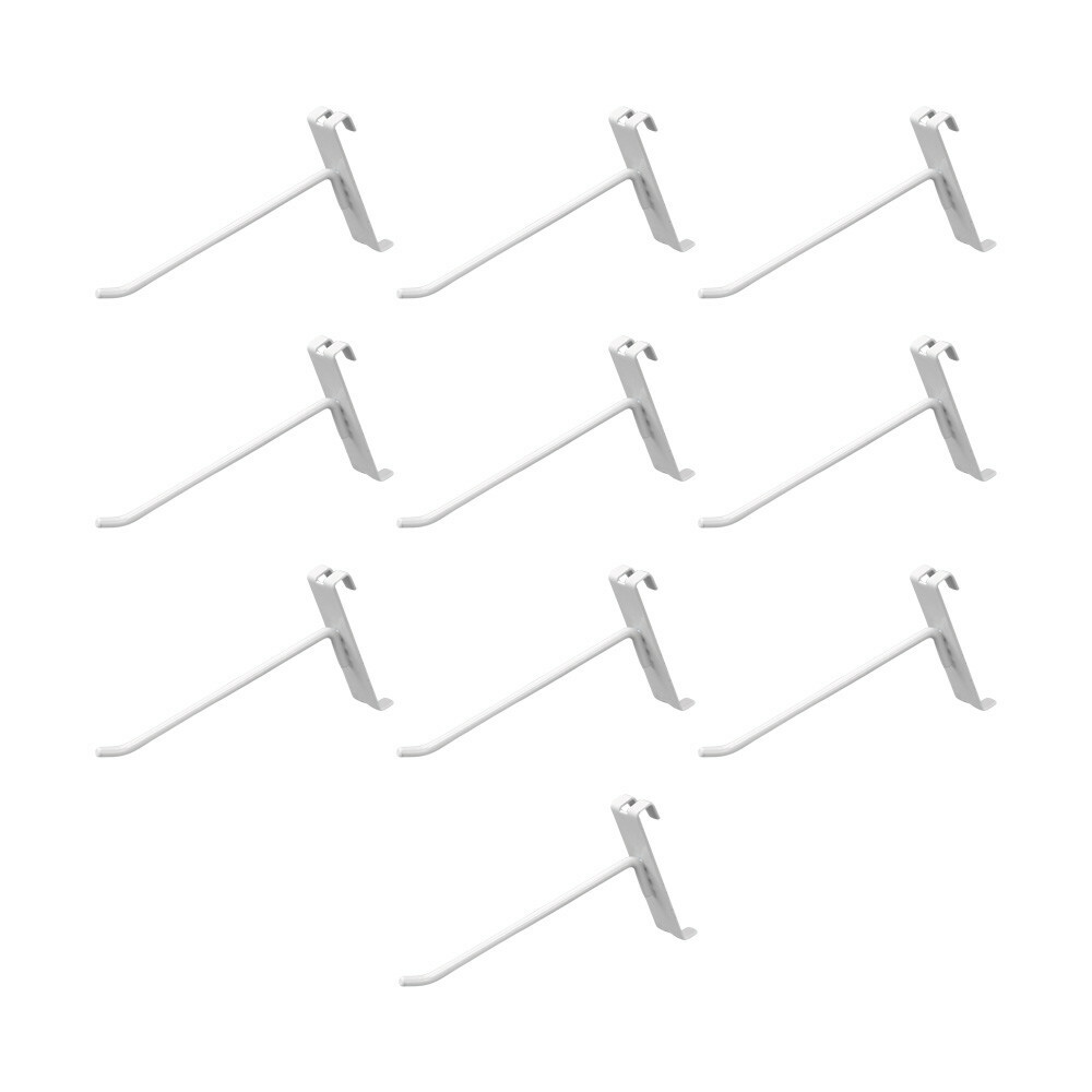 10 Pieces 6 Inch Gloss White Metal Wire Gridwall Hooks Panel Display Hanger
