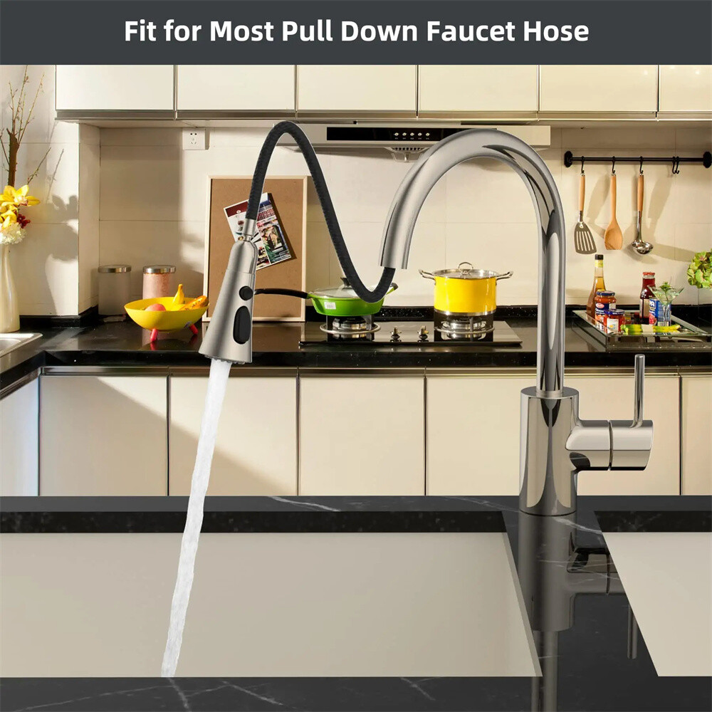 Pull Down Kitchen Spray Head W/ 9 Adapters 3-Function Faucet Accessories Brushed