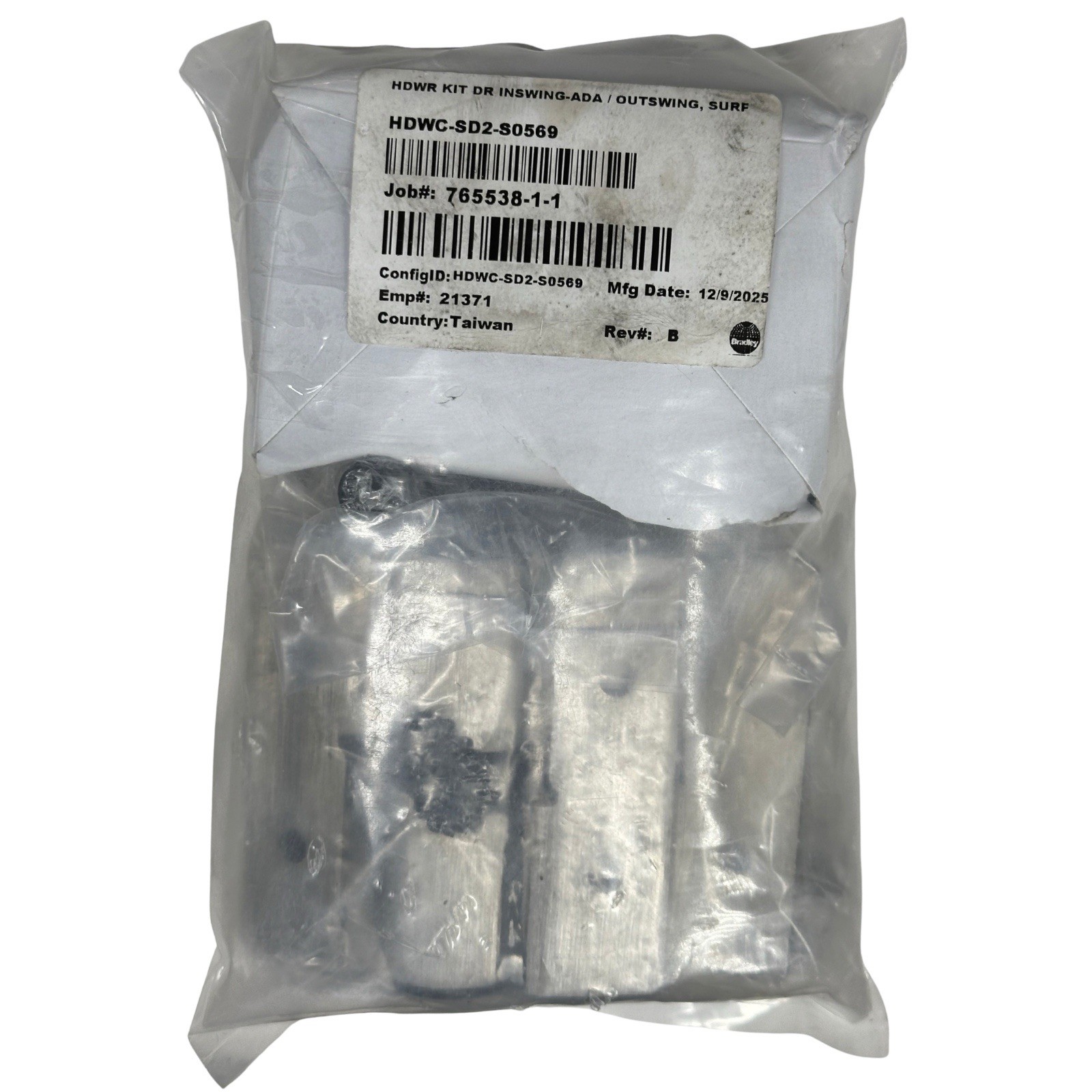 BRADLEY HDWC-SD2-S0567 HARDWARE KIT DOOR INSWING-ADA /OUTSWING SURF HINGE
