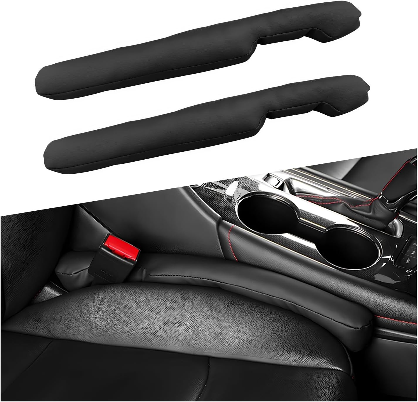 2 PCS Leather Car Seat Gap Filler, Auto Seat Blocker Organizer Fill The Gap Betw