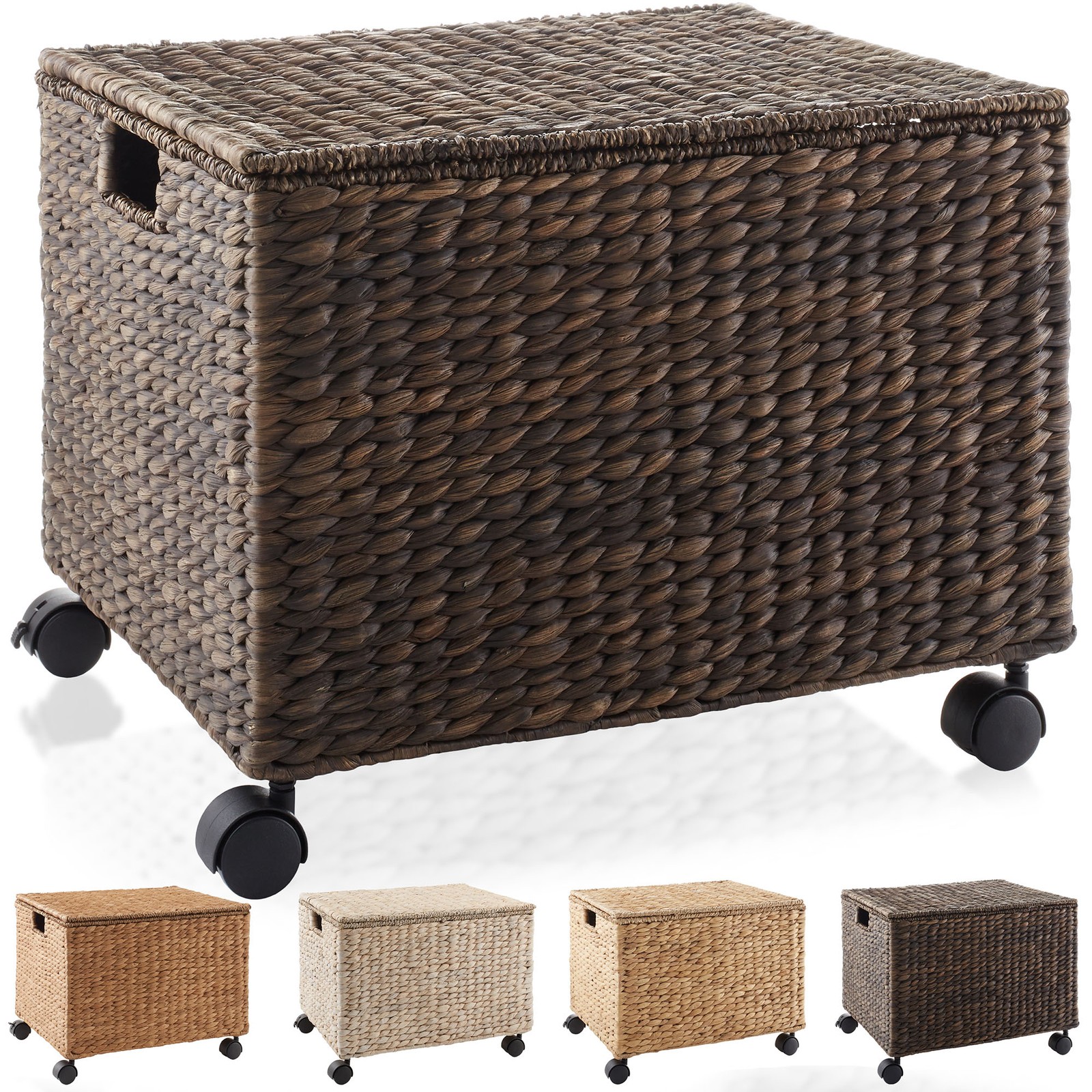 Rolling Filing Cabinet Cart Hyacinth Seagrass Wicker File Storage Box for Office