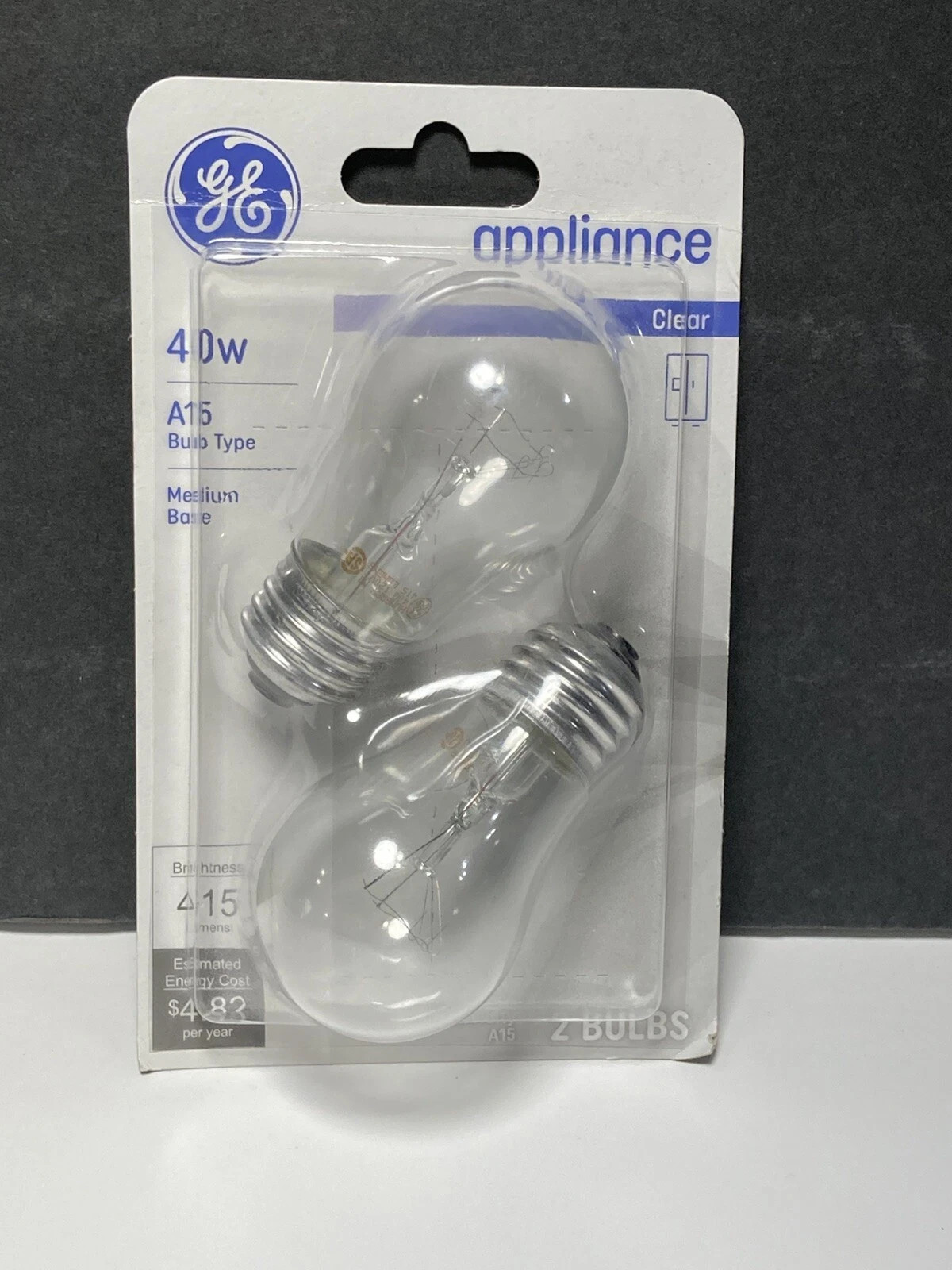 GE 40-Watt, Appliance Bulb, Medium Base, A15 Bulb Shape, 2-pk, 120-Volt