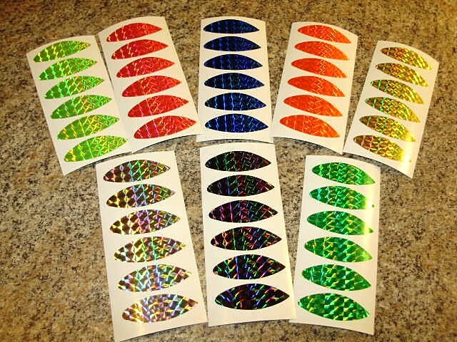8 Color 6 Ea Variety Pk Willowleaf Blade Fishing Lure Tape Diecut Size 2,3,4,& 5