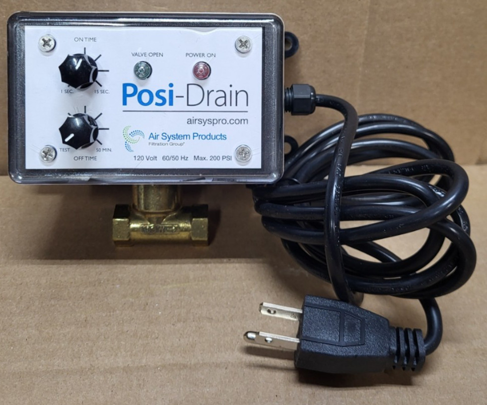POSI-DRAIN PD7020 1/4" NPT 120VOLT DRAIN VALVE TIMER CONTROLLED AIR COMPRESSOR