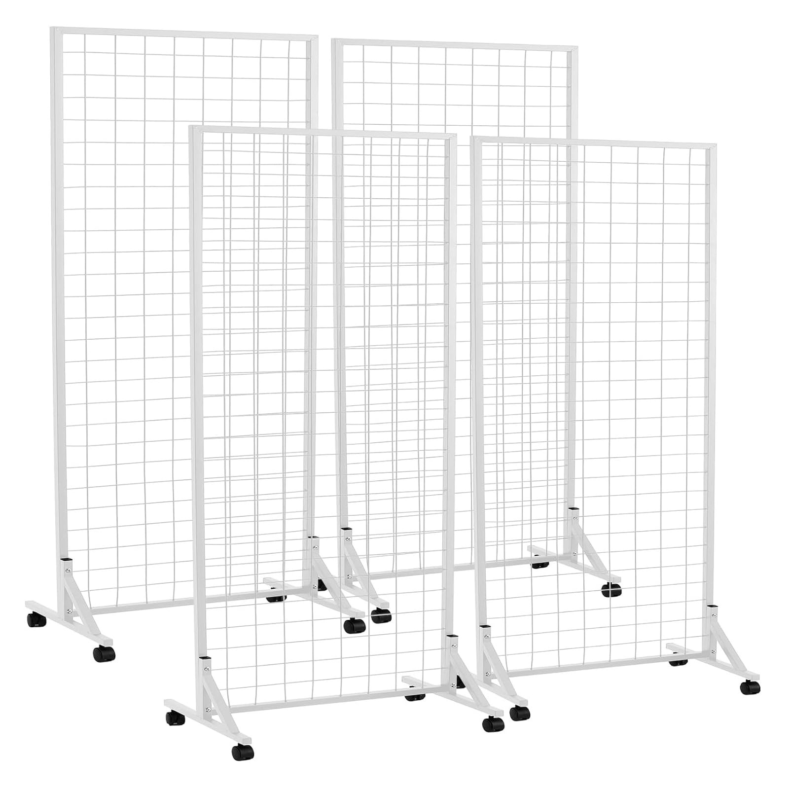 4 Pcs Standing Grid Panels Tower, 2' x 6' T Base Grid Wall Display Racks Free...