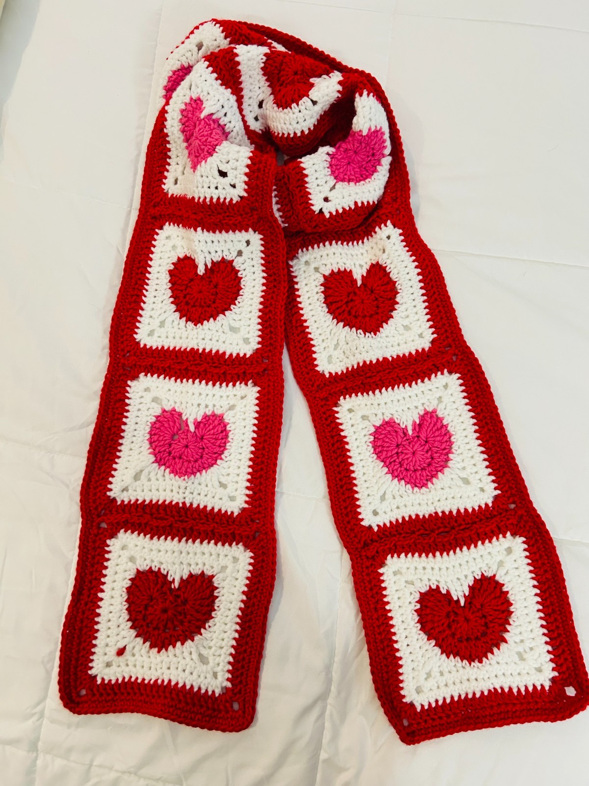 Crocheted Valentine Scarf and Hat Set
