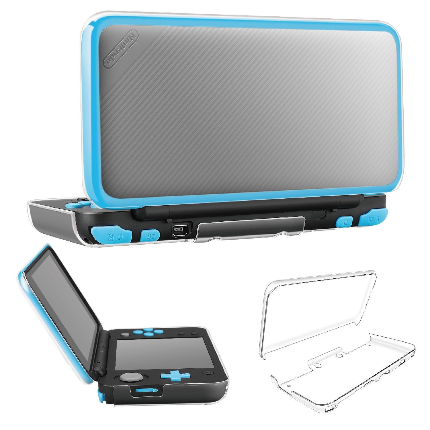 New Nintendo 2DS XL LL Case - Transparent Hard Shell Protective Clear Case Cover