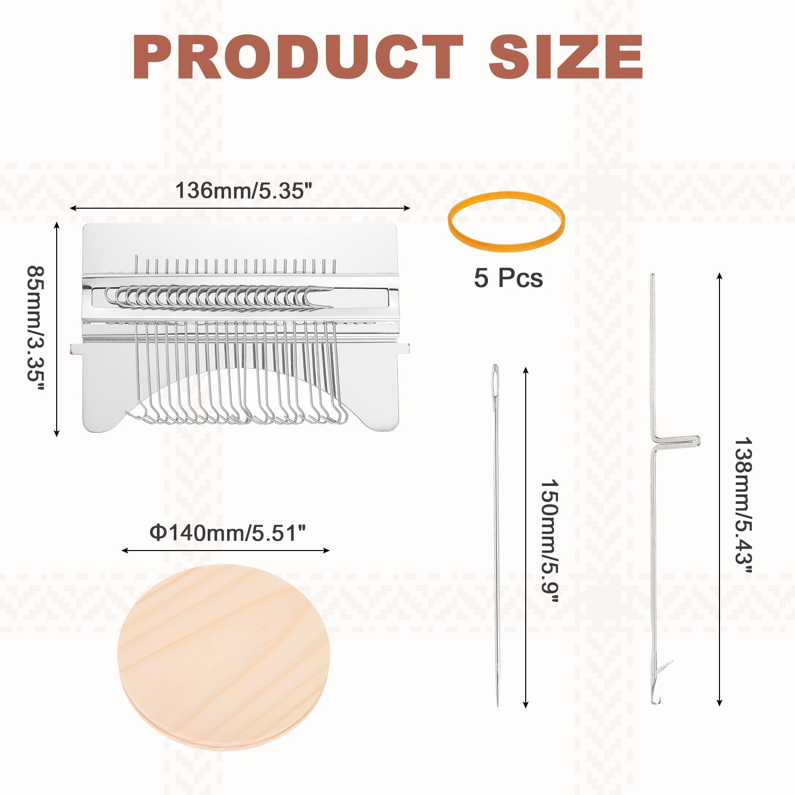 Speedweve Darning Loom, 21 Hooks Mini Weaving Knitting Machine Silver
