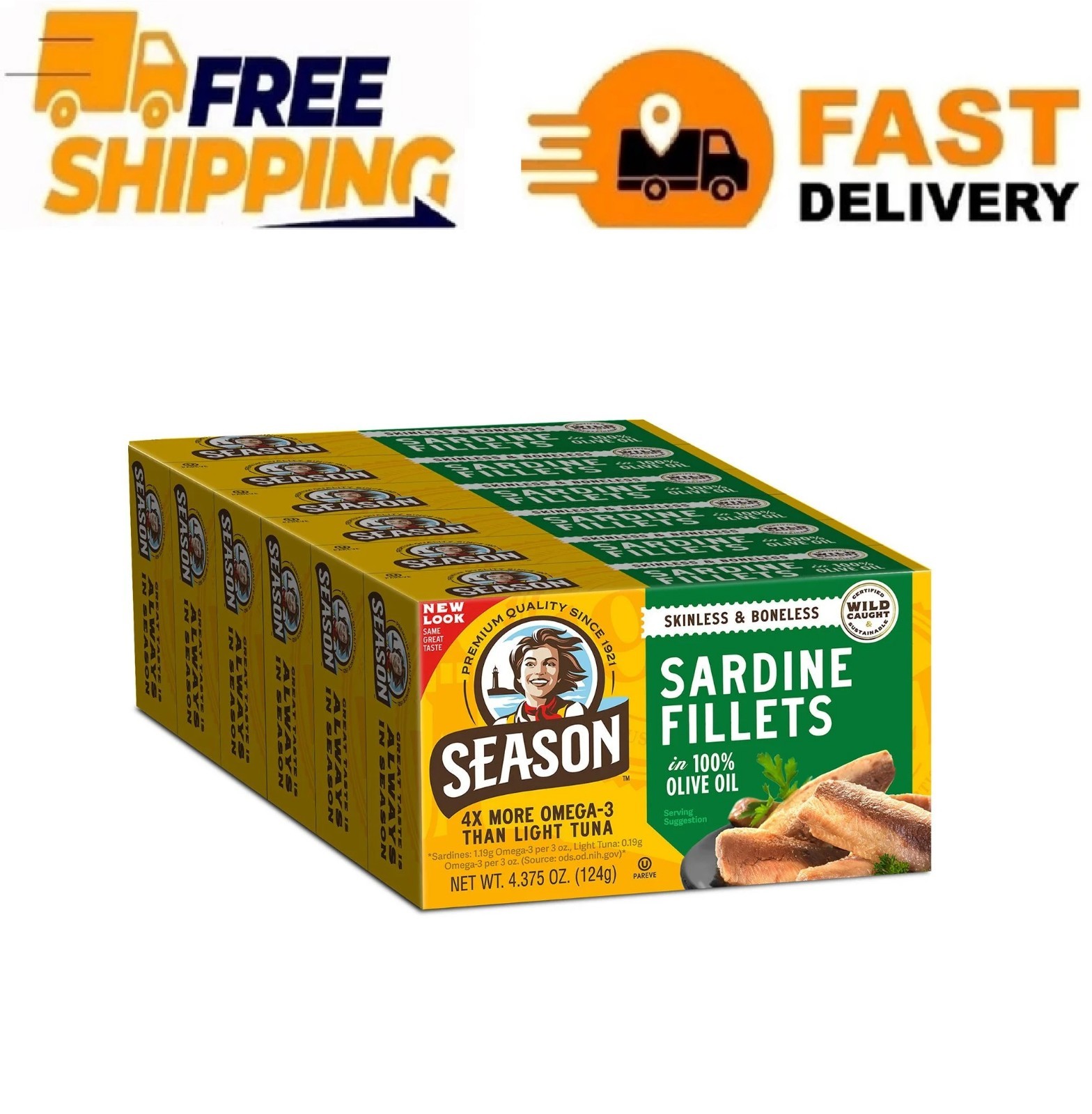 Season Skinless & Boneless Sardines in Oil - 4.375-Ounce (Pack of 6)