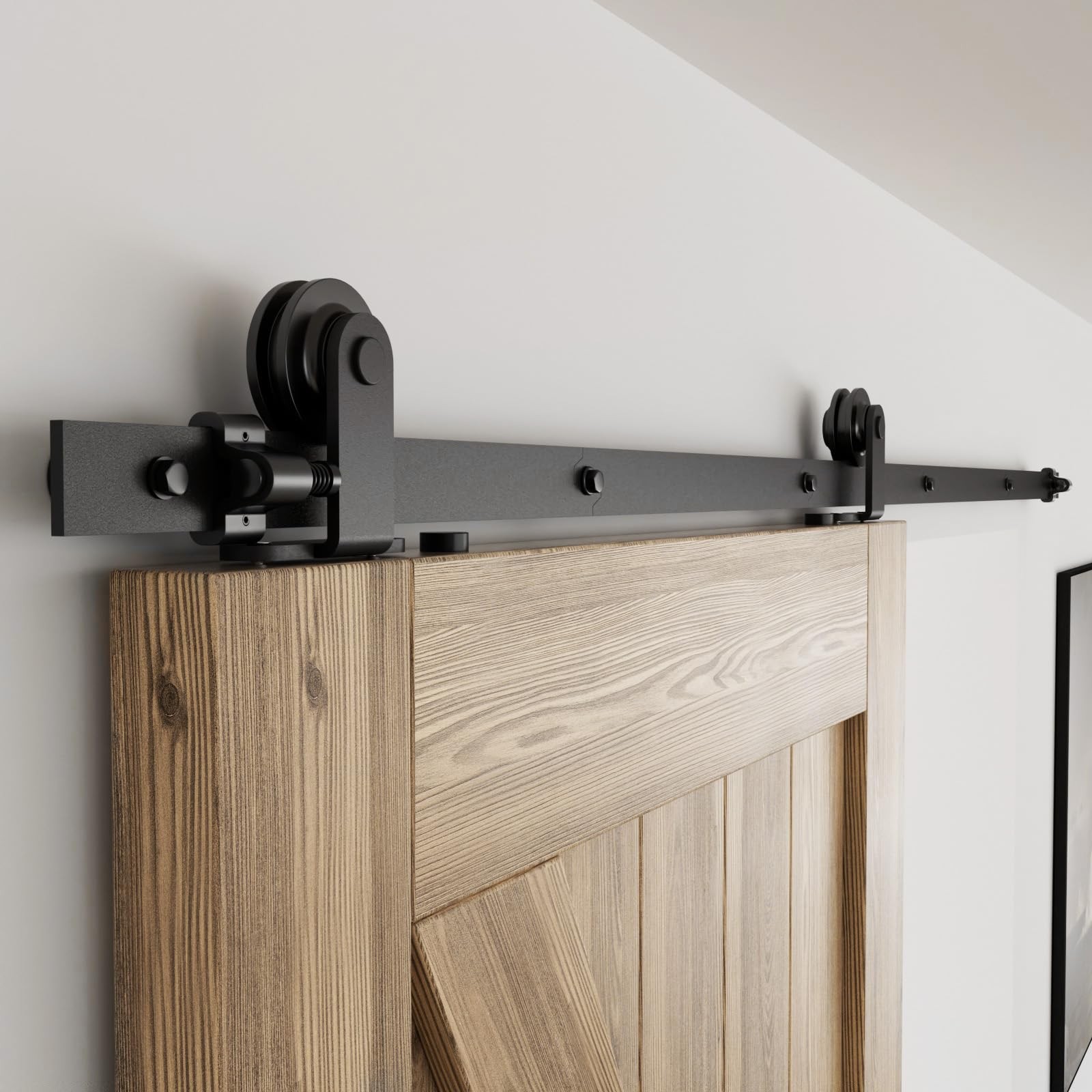 Ccjh 6.6Ft Sliding Track Barn Door Hardware Kit For Single Wood Doorheavy