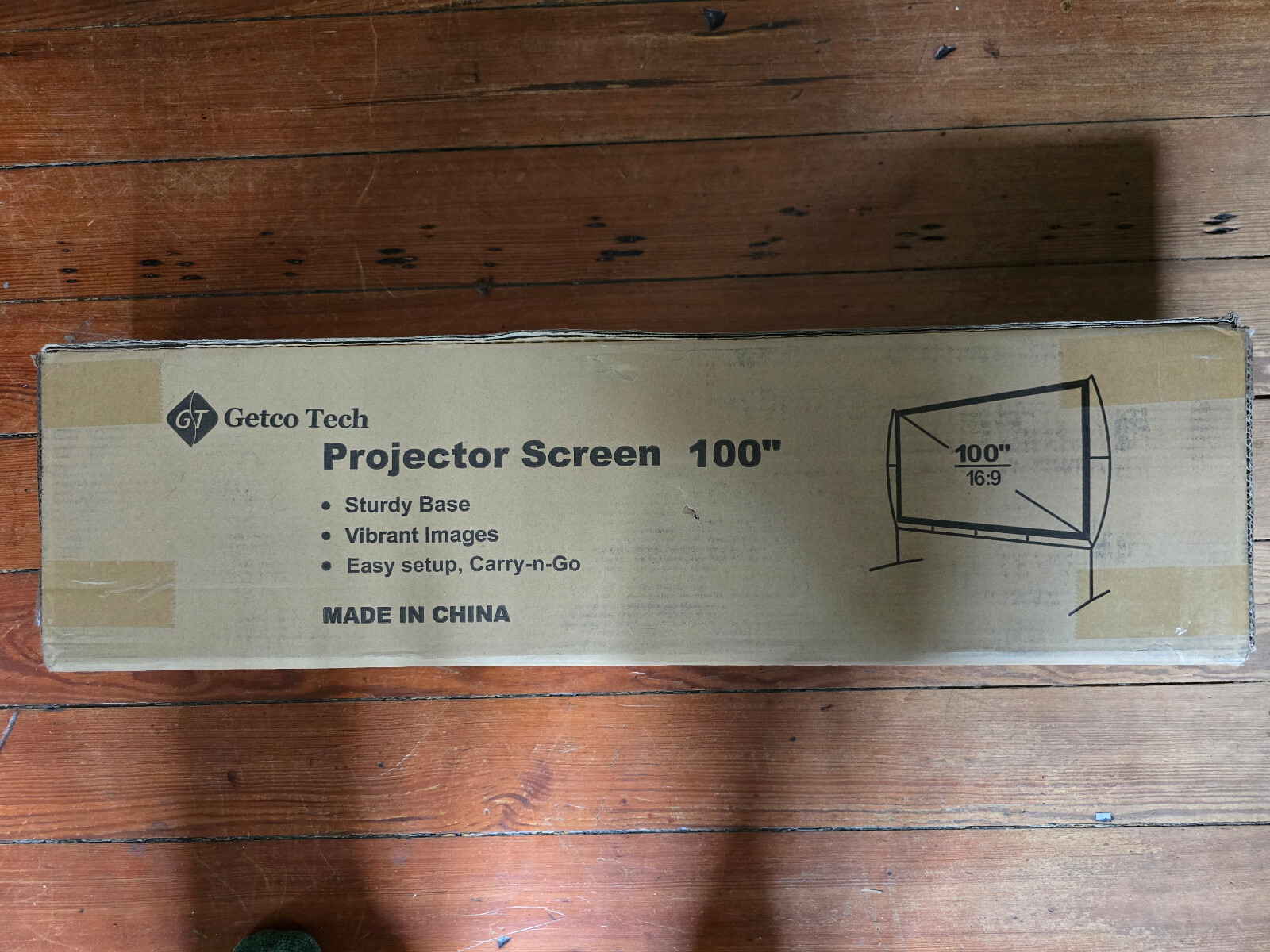 GETCO Projector Screen with Stand Foldable Portable Movie Screen（16：9） 100 Inch