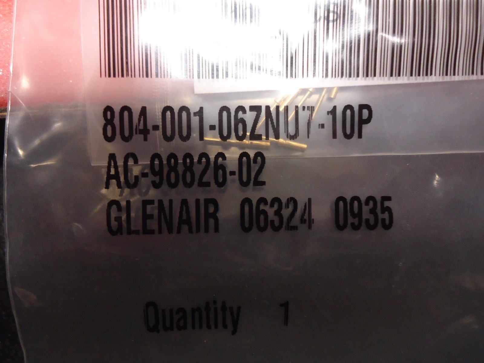 804-001-06ZNU7-10P Glenair Plug w/pin Al/Blk Zn-Ni finish 10-pin NEW!