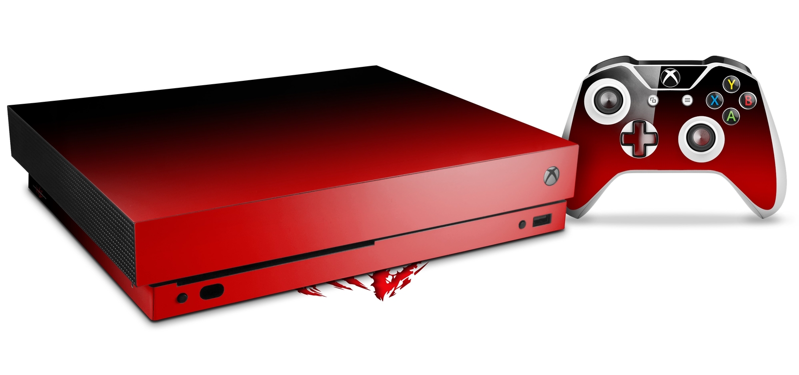 Skin Set for XBOX One X Smooth Fades Red Black