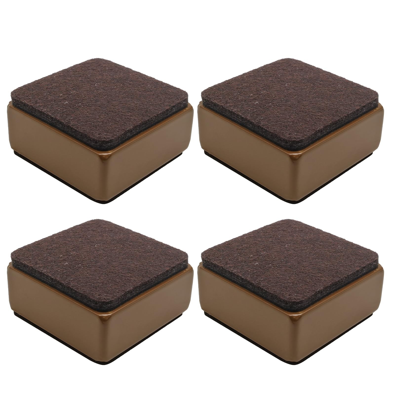 Self Adhesive Furniture Bed Risers Square Carbon Steel Adds 1.2" Brown 4 PCS