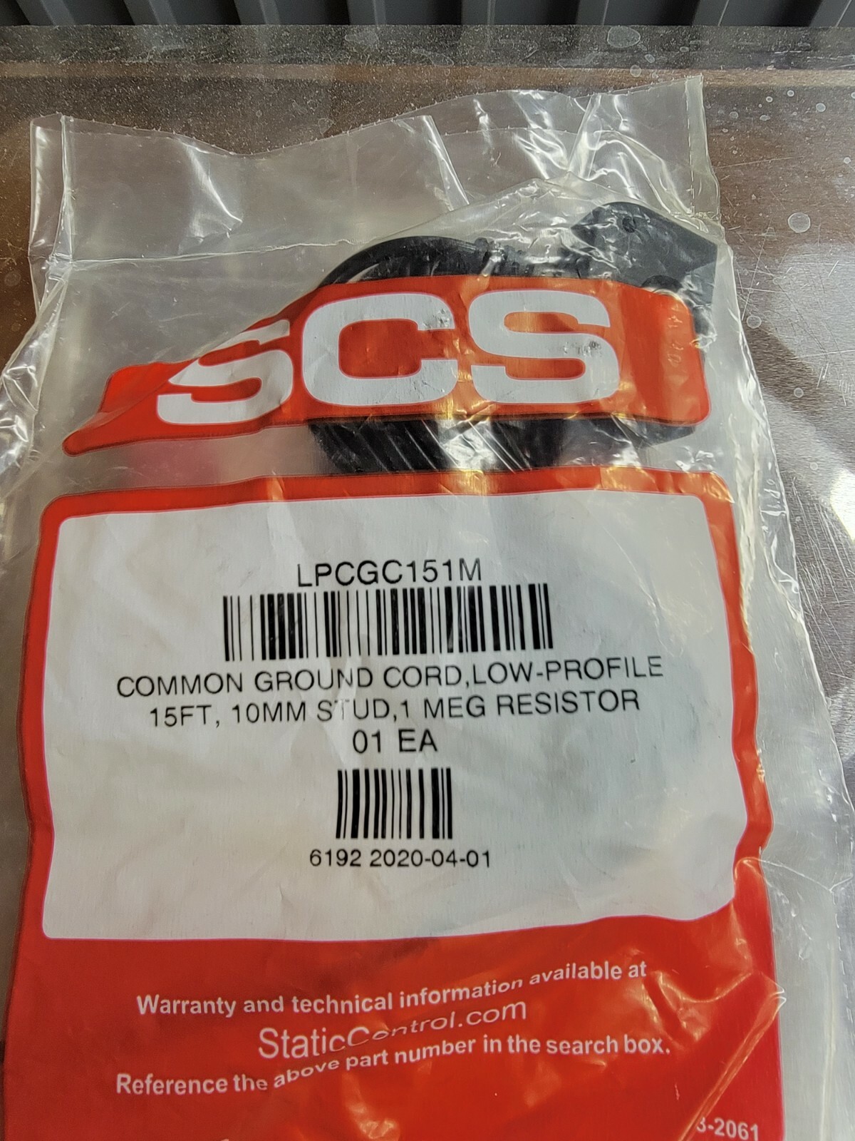 Lot 4x 3M  SCS LPCGC151M Low Profile Common Ground Cord 10mm Snap 15'