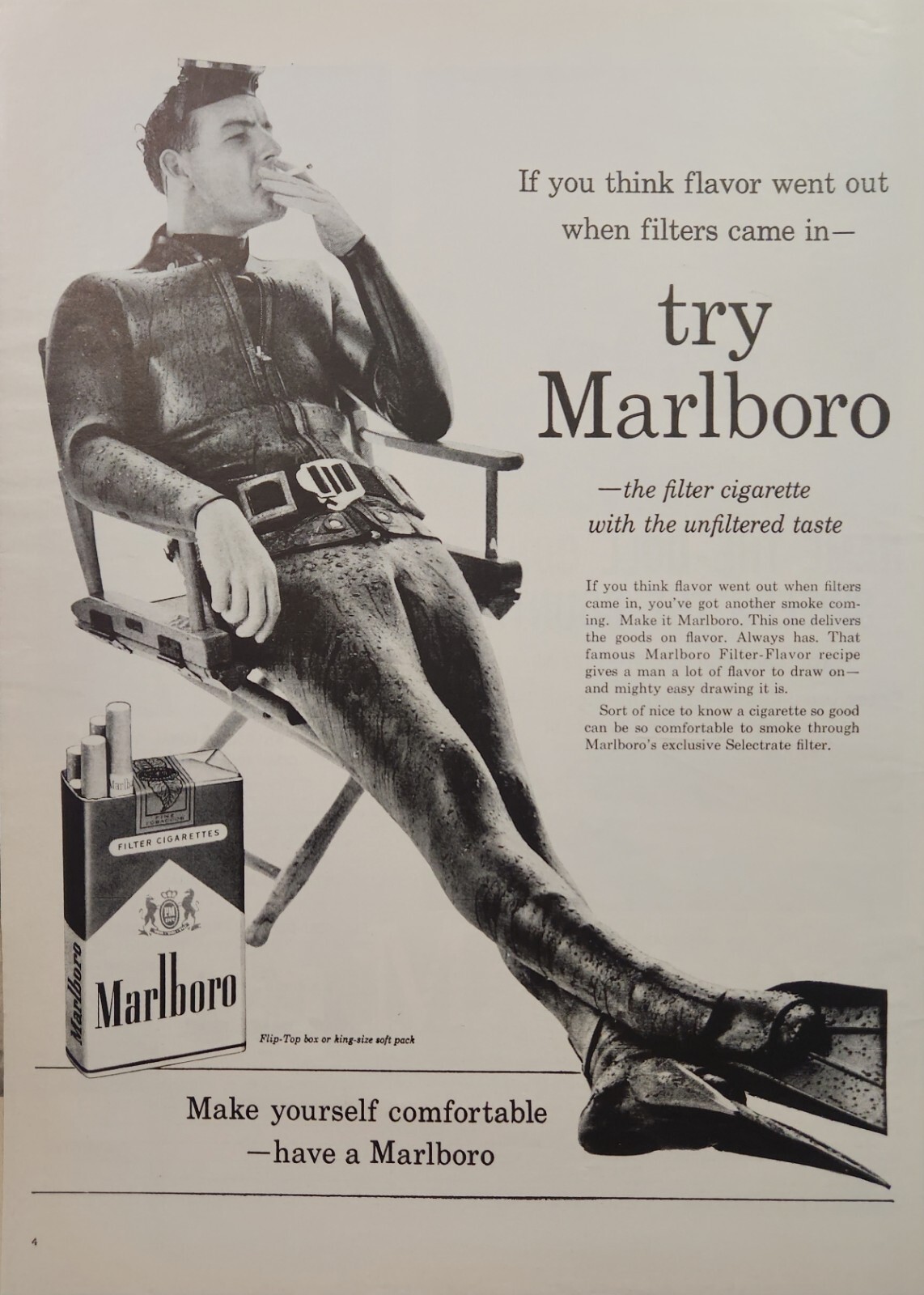 Marlboro Man Print Ad Vintage Ephemera Wall Art Decor Scuba Diver