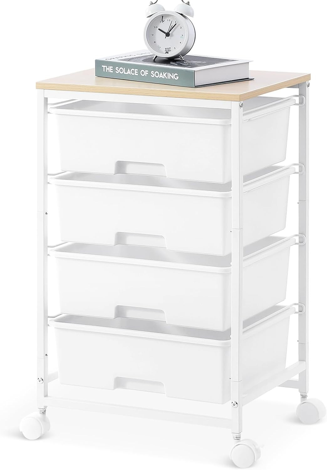 Utility Cart with 4 Drawers, Multipurpose Rolling Storage Cart with 4 Drawers an