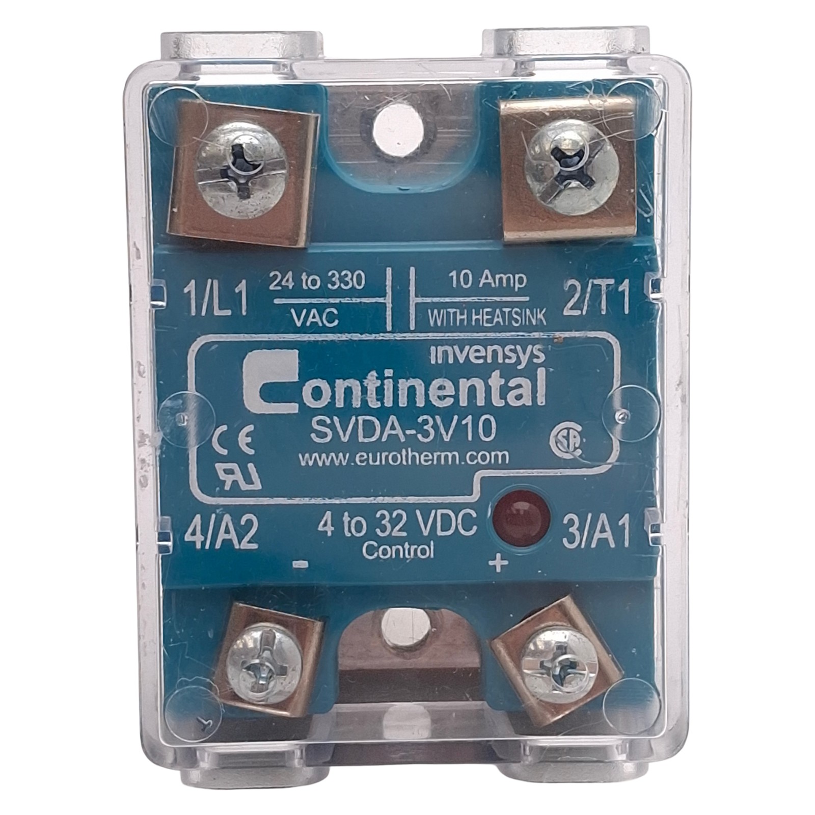Continental SVDA-3V10 Solid State Relay, 4-32VDC Control, 10A 24-330VAC Load