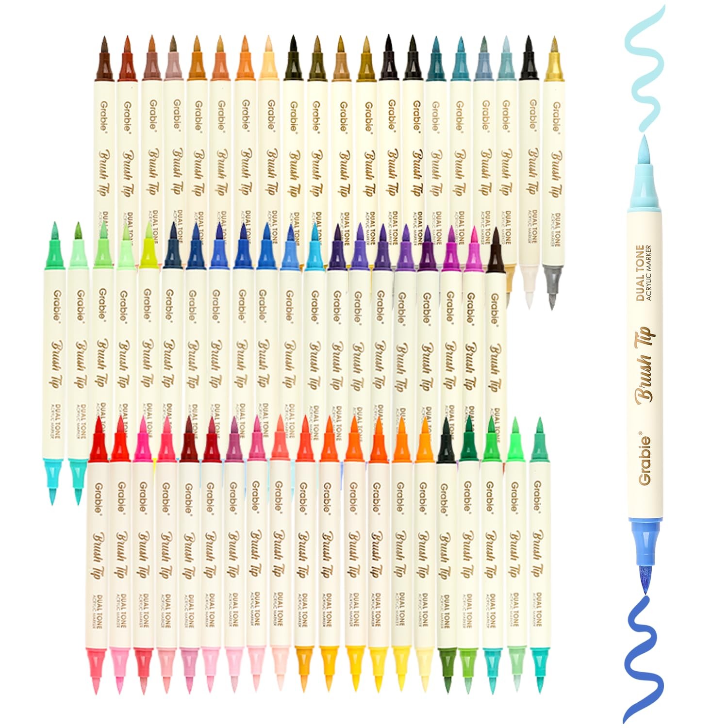 Grabie 120 Colors Acrylic Paint Markers, 60 Pack C.60Pcs-120Dual Tone