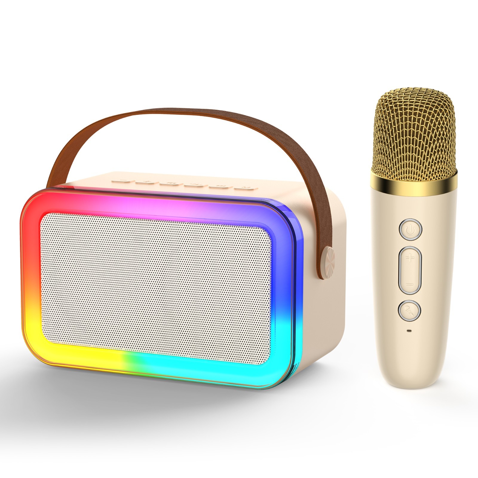 JYX Karaoke Speaker w/1 Wireless Mics, RGB Lights, Bluetooth, TF/USB ，Kids Gift