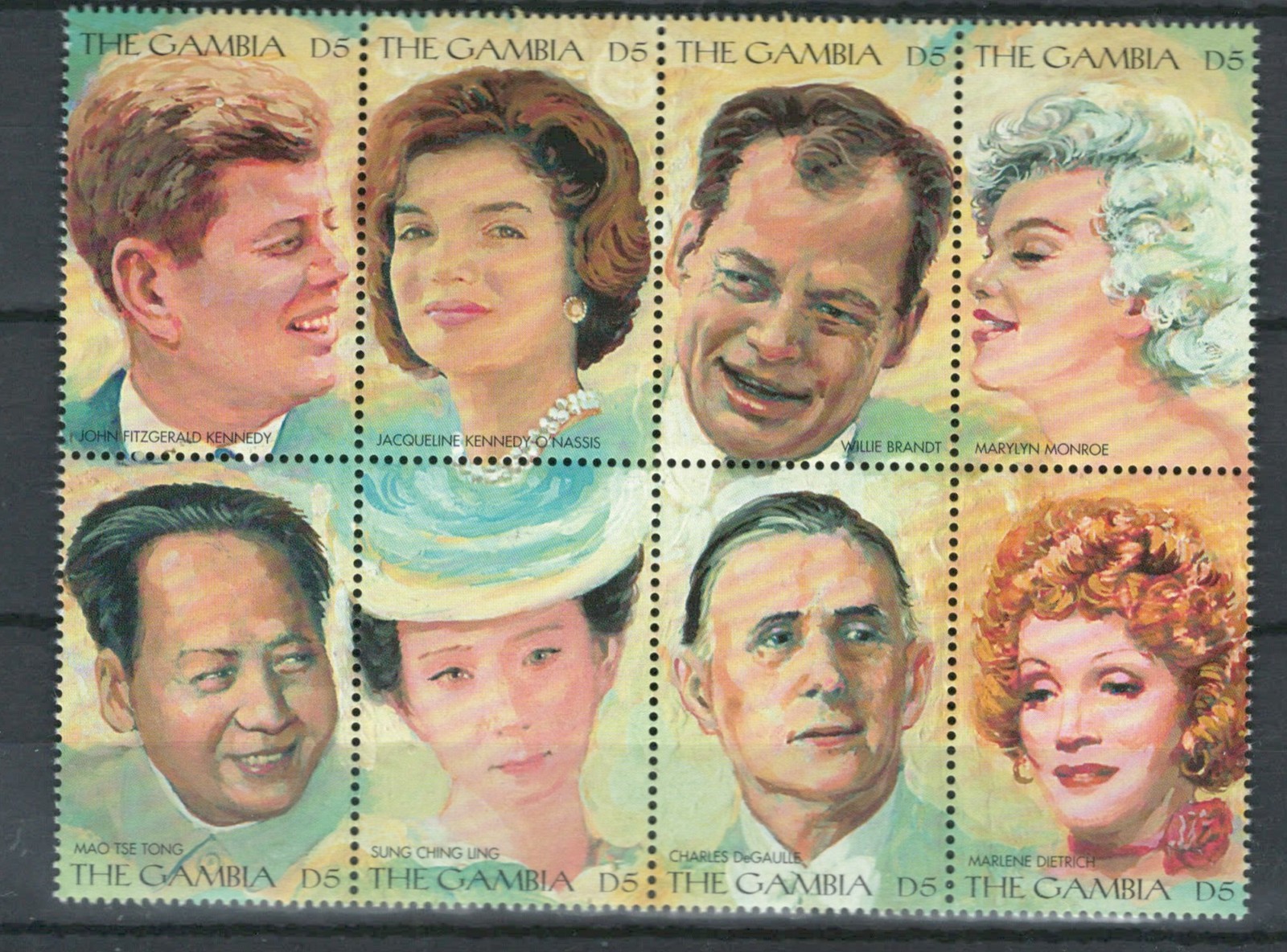 GAMBIA BRITISH AFRICA  MODERN  FAMOUS PEOPLE  MNH BLOCK STAMPS Lot (BRCL 221)