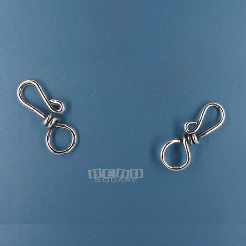 2 Oxidized Solid Sterling Silver Fish Hook Clasp Connectors 20mm (3/4") #44001