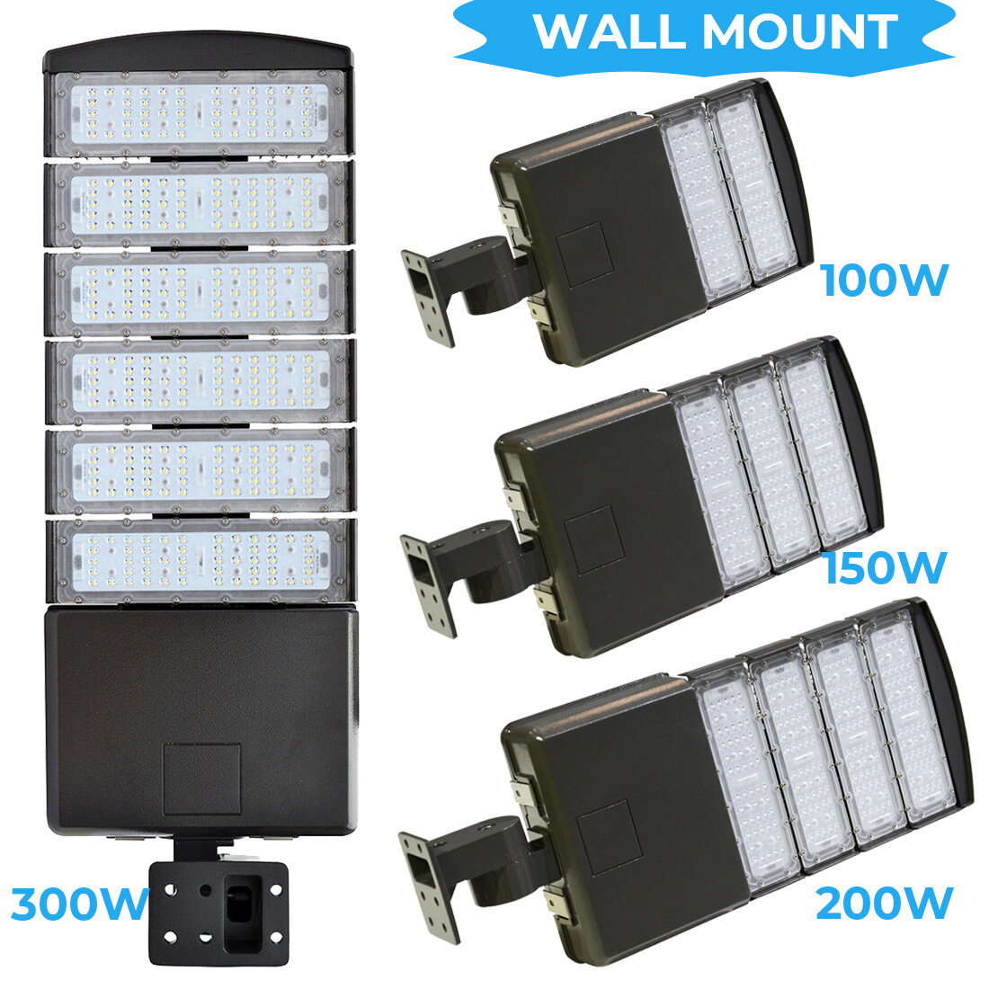 Led Parking Lot Light 150W 200W 300W Commercial Outdoor Shoebox Light Wall Mount