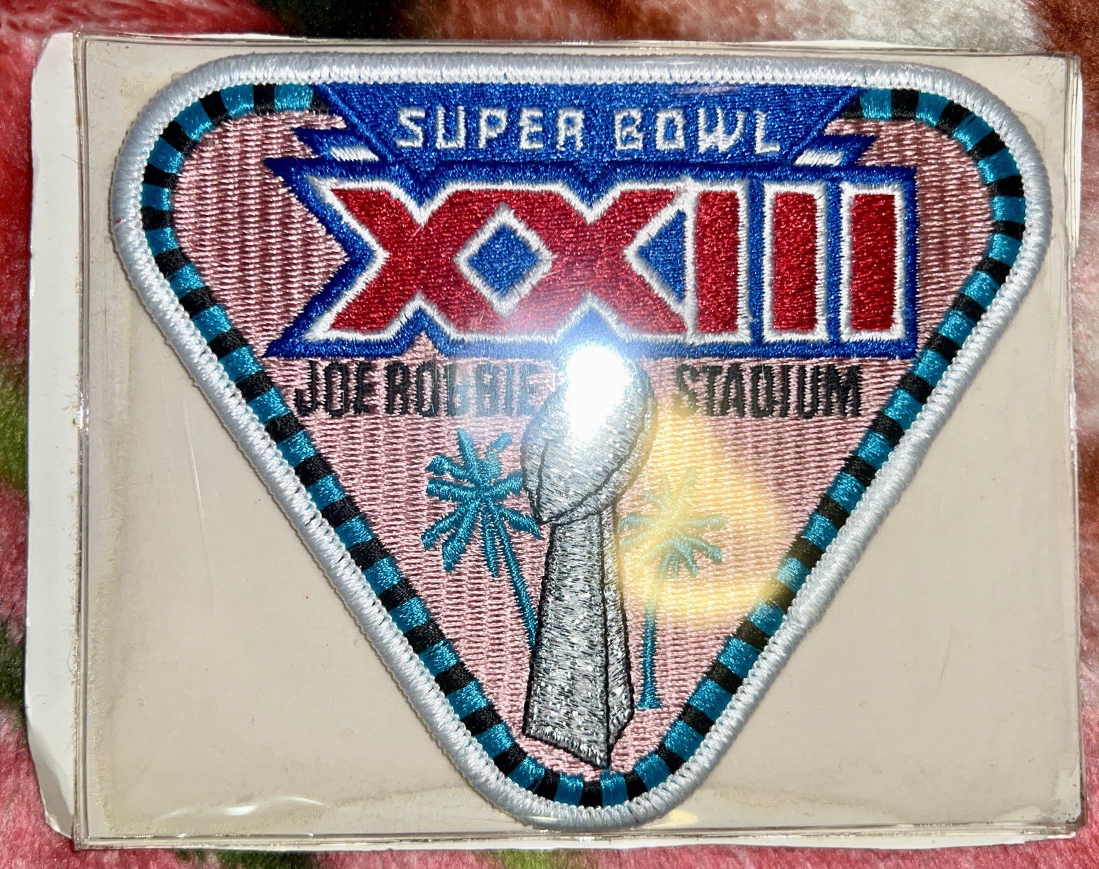 National Football League Vintage Super Bowl 23 Iron On Patch Joe Robbie Stadium