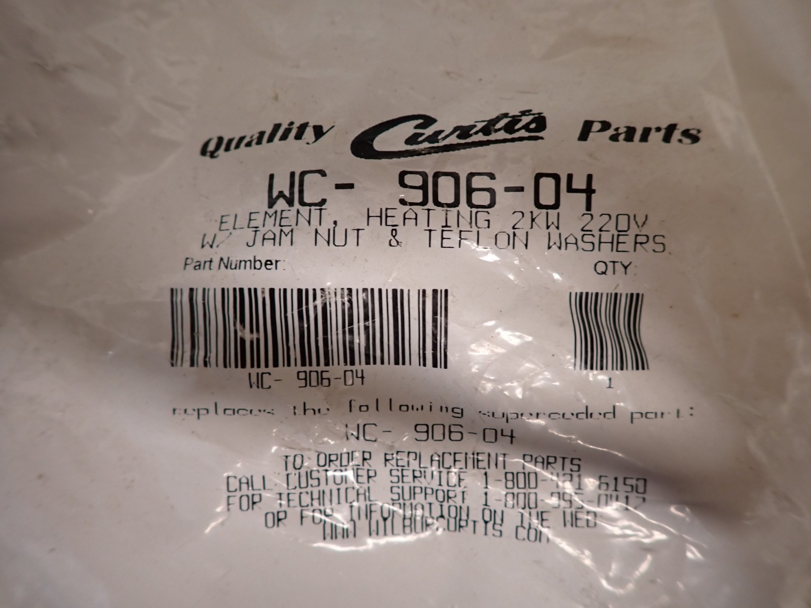 Genuine Wilbur-Curtis Heating Element 2KW 220V, WC-906-04