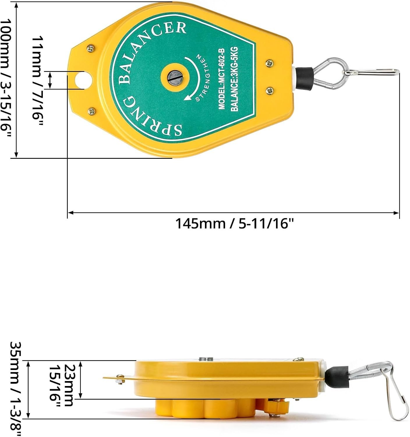 2pcs Spring Balancer 6.6-11lb Retractable Tool Holder Assembly Line Hanger Hooks