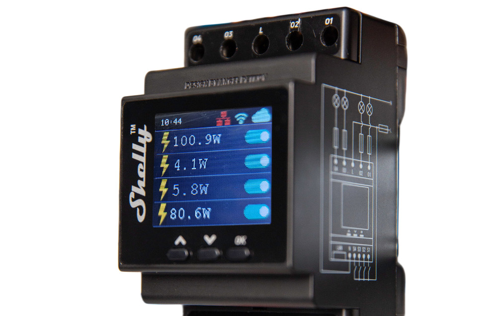 Shelly Pro 4PM  4-channel DIN rail smart switch with power metering