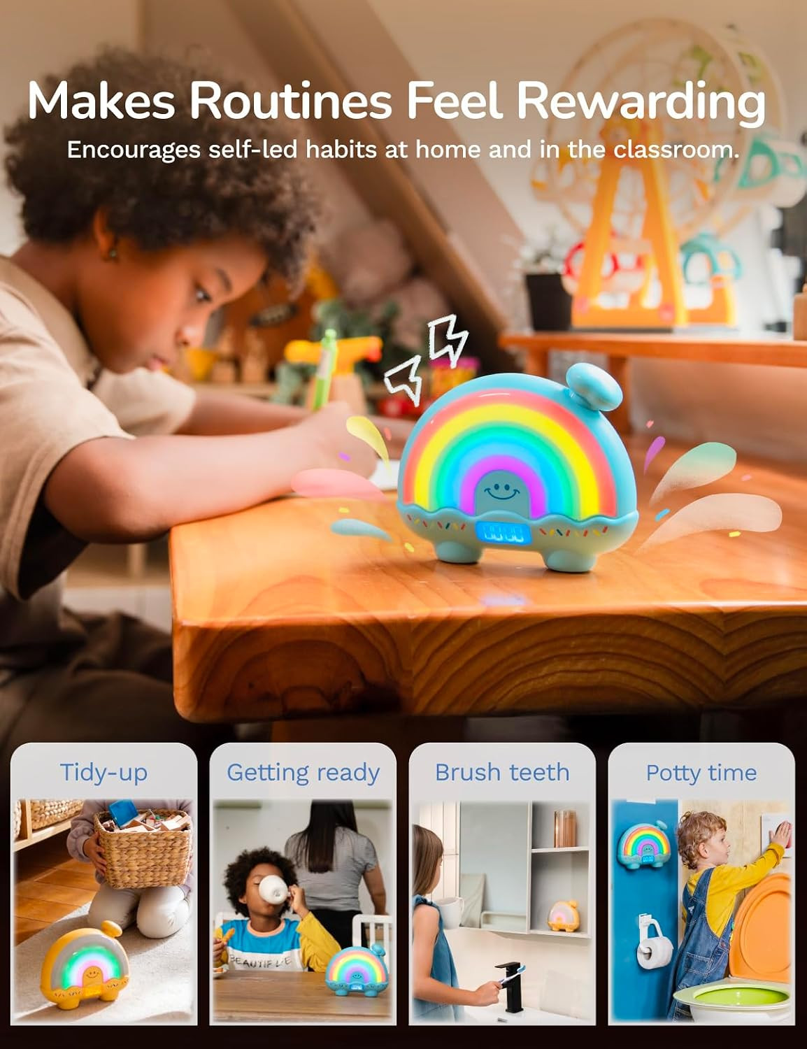 Timer Pal, Rainbow Visual Timer for Kids/Adults, 0-99 Minutes Light Timer | Rech