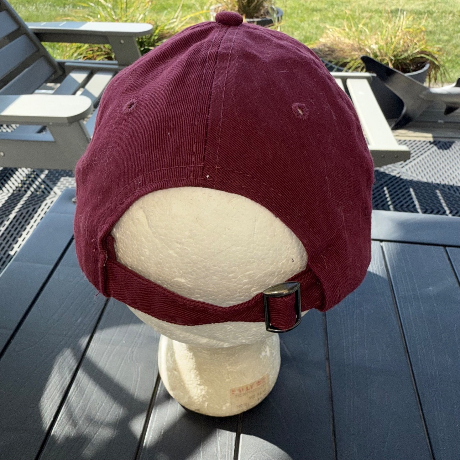 Hersheys chocolate World in Gray on Maroon Hat Cap Cotton Strap buckle EUC